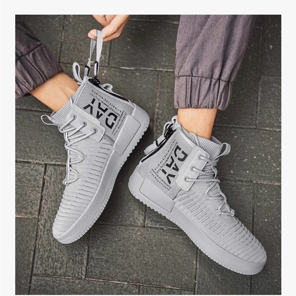 Men's Modern Gray High-Top Sneakers